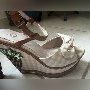 Nude Gingham Platform with Pineapple Bling Detail